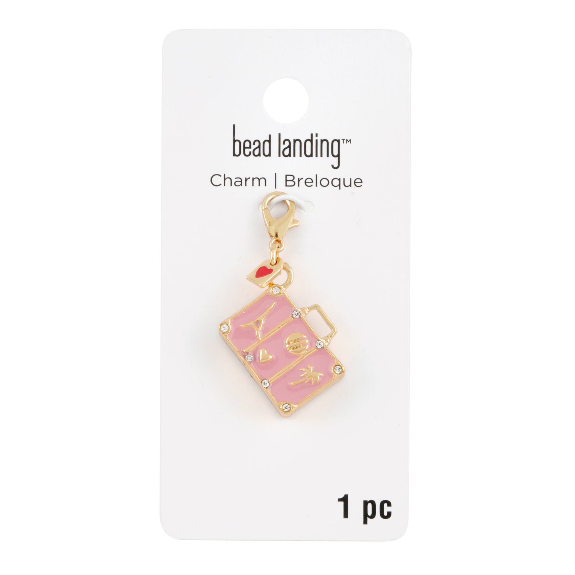12 Pack: Pink Suitcase Charm by Bead Landing™